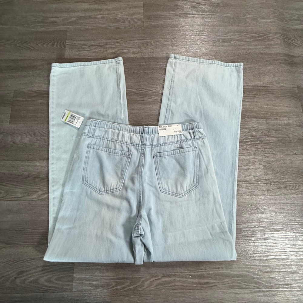 Kensie Easy Breezy Denim High Rise Wide Leg Jeans Saltwater Light Wash 4/27 NEW - Picture 5 of 7